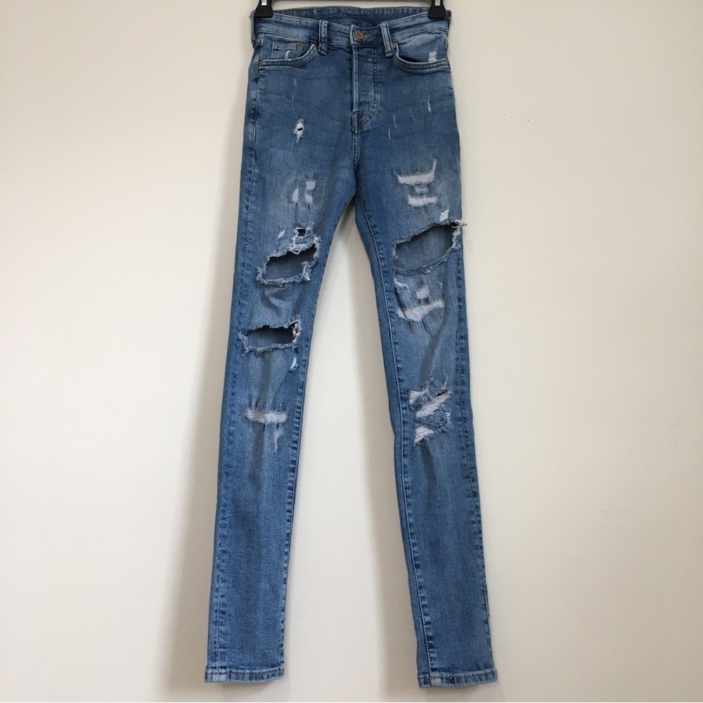 H&M Men’s high waist distressed Slim fit Blue Denim jeans
